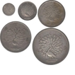 Burma, Silver, 1852-1853, Peacock Coins Set of One Anna,Two Anna,Quarter Rupee,Half Rupee & One Rupee. Rare as Set