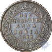 Copper One Quarter Anna of Victoria Empress of Calcutta Mint of 1889.