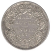 Silver Half Rupee Coin of Victoria Queen of  Bombay Mint of  1874.