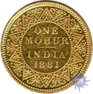 Gold One Mohur Coin of Victoria Empress of 1881.