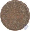 Copper One Quarter Anna of Victoria Empress of 1884.