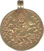 Gold Religious Token of Shiva and  Ganpati with holding triden.