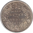 Silver Half Rupee Coin of Victoria Queen of Bombay Mint of 1874.
