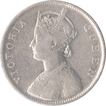 Silver One Rupee Coin of  Victoria Queen of  Bombay Mint of 1862.