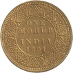 Exceedingly Rare Gold Mohur Coin  of Victoria Queen of Calcutta Mint of 1891.