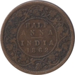 Error  Half Anna Coin of Victoria Queen of 1862