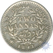 Error Silver Two Annas Coin of Victoria Queen of 1841.
