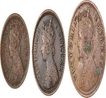 Copper Set of three different denominations of Dhar State with the name of Victoria Empress.