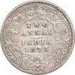 Silver Two Annas of Victoria Queen of Calcutta Mint of 1875.