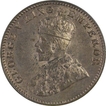 Copper One Quarter Anna Coin of King George V of 1925.