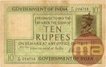 1925 British India Ten Rupees Note of King George V Signed by H Denning.