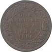 Copper One Quarter Anna Coin of Victoria Empress of Bombay Mint of 1886.