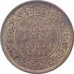 Copper Quarter Anna Coin of King George V of Calcutta Mint of 1911.