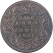 Copper Half Anna Coin of Victoria Empress of 1891.