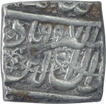 Silver Square One Rupee Coin of Akbar of Ahmadabad Mint.