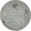 Silver Two Annas Coin of Victoria Empress of Bombay Mint of 1877.