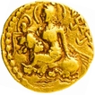 Extremely Rare Gold Dinar Coin of Chandragupta II of Gupta Dynasty of Lion Slayer type.