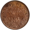 Copper One Quarter Anna Coin of King George V of Calcutta Mint of 1913.