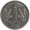 Nickel One Rupee Coin of Bombay Mint of Republic India of 1954.