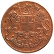 Brockage Error Copper One Quarter Anna Coin of East India Company of Bombay Mint of 1835.