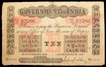 Uniface Ten Rupees Bank Note of King George V Signed by M.M.S. Gubbay of 1917 of Calcutta circle.