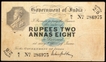 Rare Two Rupees and Eight Annas Note of King George V signed by M.M.S. Gubbay of 1917.