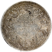 Silver One Rupee Coin of Victoria Queen of Madras Mint of 1862.