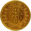 Gold One Mohur Coin of Victoria Queen of Calcutta Mint of 1875.