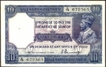 Ten Rupees Bank note of King George V Signed by H. Denning of 1925.