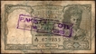 Five Rupees Payment Refused Bank Note of King George VI  Signed by C.D. Deshmukh of 1944.