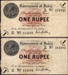 One Rupee Bank Notes  of King George V Signed by M M S Gubbay of 1917 of Universalised Circle.
