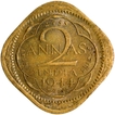 Nickel Brass Two Annas Coin of King George VI of Lahore Mint of 1944.