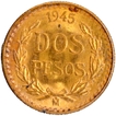 Gold Two Pesos Coin of Mexico of 1945.