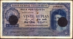 Cancelled Vinte Rupias Banknote of Banco Nacional Ultramarino of Indo Portuguese of 1945.