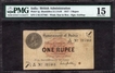  Rare &  Choice 15 graded by PMG One Rupee Banknote of King George V Signed by M M S Gubbay of 1917 of Calcutta Circle. 