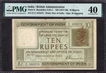  Very Rare high graded PMG Graded 50 Ten Rupees Banknote of King George V Signed by H Denning of 1925. 