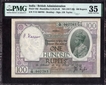 Extremely Rare PMG Graded 35 One Hundred Rupees Banknote of King George V Signed by J B Taylor of 1928 of Bombay Circle.