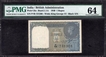 PMG graded 64 Choice Uncirculated One Rupee Banknote of King George VI Signed by C E Jones of 1944 with P Prefix.