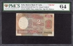  Very Rare PMCS 64 Graded Double 786 Fancy Number Two Rupees Banknote Signed by R N Malhotra.  