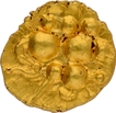 Gold Half Fanam Coin of Chalukyas of Kalyana with Nagari letter on the reverse.