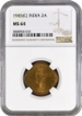NGC MS 64 Graded Nickel Brass Two Annas Coin of King George VI of Calcutta Mint of 1945.