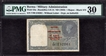 PMG Graded 30 Very Fine One Rupee Banknote of King George VI Signed by C E Jones of 1945 of Burma Issue.