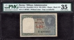 PMG Graded 35 Choice Very Fine One Rupee Banknote of King George VI Signed by C E Jones of 1945 of Burma Issue.