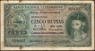 Cinco (Five) Rupias Banknote of Banco Nacional Ultramarino of Portuguese India (Goa) of 1945.