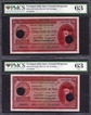 PMCS Graded 63 UNC Cancelled Cinquenta (Fifty) Rupias Banknotes of Banco Nacional Ultramarino of Portuguese India (Goa) of 1945.