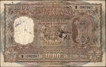 Incorrect Hindi One Thousand Rupees Banknote Signed by B Rama Rau of 1954 of Madras Circle .