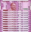 Strong Paper Quality 10 Notes Fancy Number 111111 to 10L Two Thousand Rupees Banknotes Signed by Urjit R Patel of 2016.