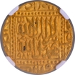 UNC Detailed NGC Graded Gold Mohur Coin of Akbar of Agra Dar ul Khilafa Mint.
