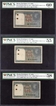  Extremely Rare 3 PMCS Graded 60, 55 & 58 One Rupee Banknotes of King George VI Signed by C E Jones of 1945 of Burma Issue.