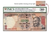 Serial Number Printing Error One Thousand  Rupees Banknote Signed by D  Subbarao of Republic India of 2013.